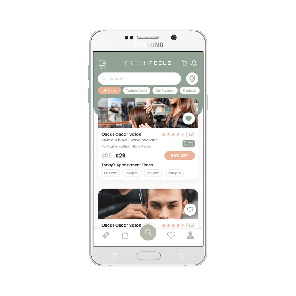 FreshFeelz wellness services mobile app