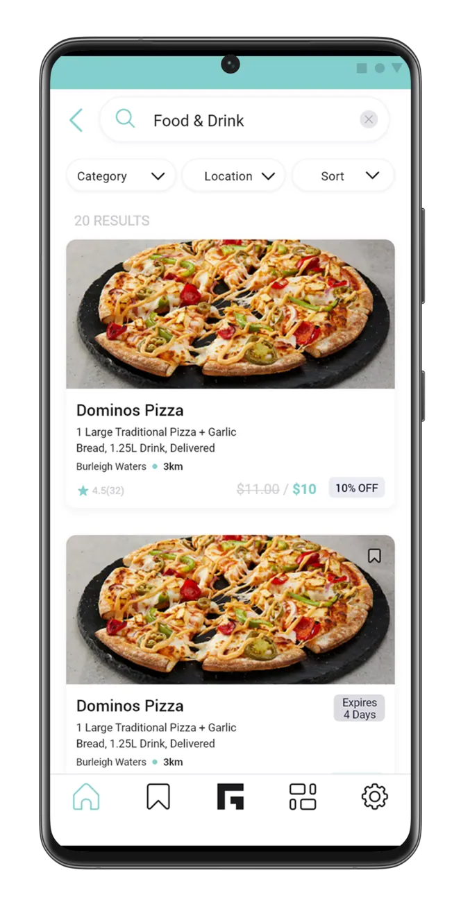 RealGiving deal discovery app on an Android phone